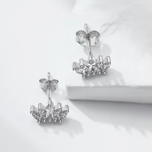 Stud Earrings S925 Sterling Silver Crown Women Horse Eye Earstuds Female Shiny 5A Zircon Luxury Jewelry Gift Lady Party Banquet