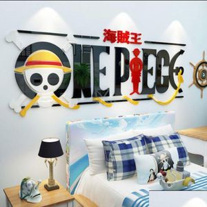 Adesivi murali Fai da te Adesivo in cristallo acrilico One Piece Monkey D Luffy Decorazioni creative personalizzate Camera da letto Dormitorio Soggiorno Poster Dhurf