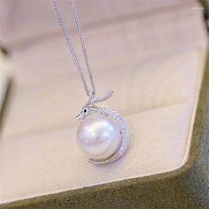 Hängen meibapj 12mm naturlig vit semiround pärla drake hänge halsband real 925 sterling silver fina bröllop smycken för kvinnor