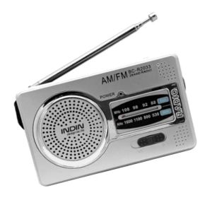 Rádio compacto portátil rádio am/fm aa baterias alimentado rádio de bolso alto-falante volume ajustável 3.5mm fone de ouvido jack extensível