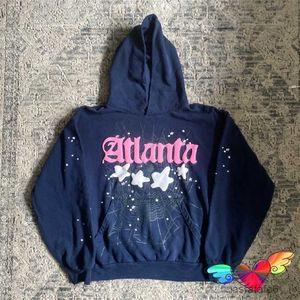 Spider Felpa con cappuccio da uomo Felpe con cappuccio Blu Navy Sp5der Atlanta Uomo Donna Rosa Young Thug Hip Hop 555555 Felpa Star Pullover JSEP MAFZ