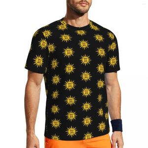 Camiseta masculina amarelo gráfico sol camiseta verão retro impressão streetwear hip hop camiseta para homens topos personalizados mais tamanho