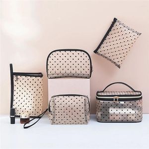 Kozmetik çantalar Makyaj örgü çantası portatif seyahat fermuarlı poşetleri ev ofis aksesuarları için kozmet