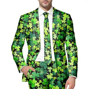 Jaquetas masculinas masculinas St Patricks Day Jaqueta de manga comprida com botões impressos e vários bolsos para eventos de festas de fim de ano Casaco