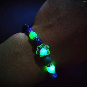 Braccialetti con ciondoli Bracciale elastico fluorescente da donna Gioielli Pietre naturali Luminose che brillano al buio a forma di cane