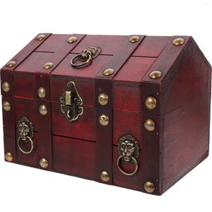 Jewelry Pouches Wooden Storage Box Chest Vintage Trinket Keepsakes With Lid Treasure