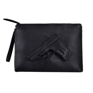 Borse a tracolla da donna uniche Borsa per pistola con stampa 3D Borsa per pistola di design Borsa a tracolla moda nera Pochette con busta da giorno con cinturino296I