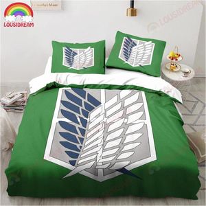 Conjuntos de cama Anime Ataque em Titan Wings of Liberty Set Folha King Twin Duplo Criança Mircofibra ou Poliéster Duvet