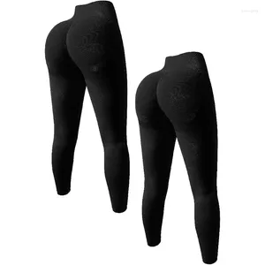 Damenhose CMS 2-teilige BuLifting-Yoga-Leggings für Workout, hohe Taille, Bauchkontrolle, gerüschter Hintern