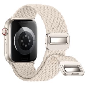 Magnetyczna pętla pleciona do Apple Watch Bando Elasty Tkane nylonowe elastyczne regulowane pasek kompatybilny dla Apple Iwatch All Series SE