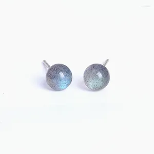 Stud Küpe 925 Kadınlar İçin Sterling Renkli Mavi 6mm Labradorite Ay Hafif Taş Brincos Fine Jewelry Bijoux