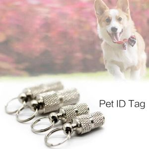 Coleiras para cães e gatos, etiqueta de identificação para cães e gatos, etiqueta com nome anti-perda, tubo de identificação, pingente de metal, suprimentos grandes/pequenos