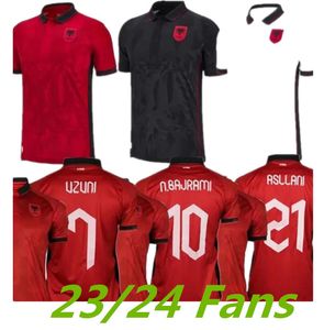 23 24 Albânia Seleção Nacional UZUNI Mens Futebol Jerseys HYSAJ LENJANI ABRASHI RAMADANI Home Vermelho Away Branco 3º Preto Camisas de Futebol 999