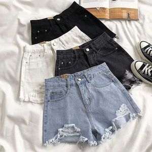 Women's Shorts Lucyever Summer Denim Shorts Women Korean Fashion Ripped Holes High Waist Short Jeans Female Casual Street Wide Leg Short PantsL2402