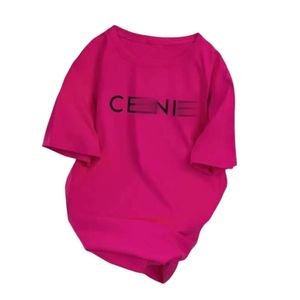 Celinnes Designer T-shirt Luxury Fashion for Women's Men T-shirt Rose Red Letter Trendy Brand Kort ärm T-shirt för kvinnor Summer Thin Age Minskande lös