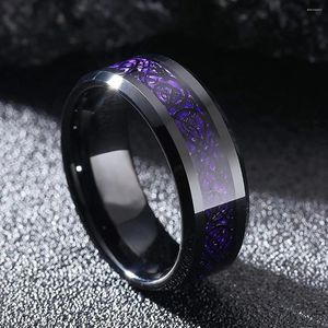 Cluster Rings Fashion Viking Stainless Steel Celtic Dragon For Men Inlay Purple Carbon Fiber Promise Ring Wedding Band Jewelry Wholesale