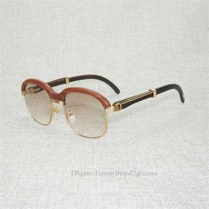 Trend Designer Vintage Legno Donne Wrap Style Occhiali da sole Gafas Uomini per esterni Rotondi Occhiali da vista con montatura in vetro trasparente Eyewearkia 2023