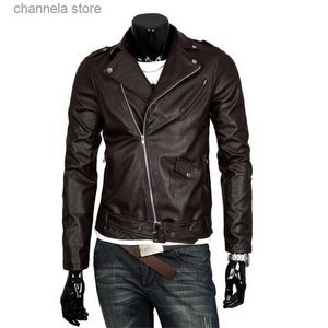 Jaquetas Masculinas Homens Moda PU Jaqueta De Couro Primavera Outono Novo Estilo Britânico Homens Jaqueta De Couro Jaqueta De Motocicleta Casaco Masculino Preto Marrom M-3XL T240223