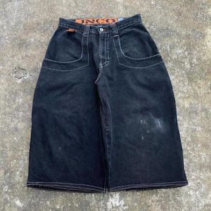 Herr shorts jnco y2k hip hop grafik tryck baggy denim gym kvinnor 2024 sommar harajuku gotiska män basket