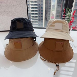 Women's Beach Bucket Hat Designer Stingy Brim Hats Fashion Drawstring Travel Cap 4 Färger