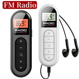 Rádio Mini Pocket FM Radio portátil 76108MHz Receptor de rádio com luz de fundo LCD Display com fio de 3,5 mm Suporte TypeC Charging