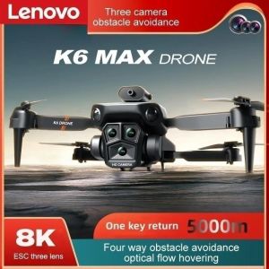 Веб-камеры Lenovo K6 Max Drone Профессиональная аэрофотосъемка Самолеты 8k Threecamera Hd Hdr Onekey Return Предотвращение препятствий GPS Дрон