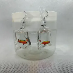 Dangle Earrings Yungqi Cartoon Kawaii Resin Ocean Animal Fish Imitation Water Bag Shape Funny Pouch Drop Earring Jewelry Brincos