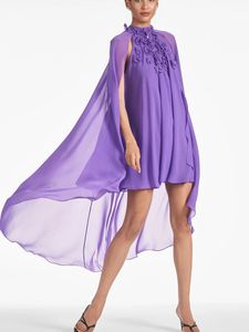 Frühling Sommer Runway Kleid Mantel Ärmel Cape Vestidos Applikationen Blume mit Perlen Party Urlaub