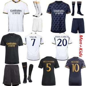 Bellingham Vini JR Modric Mbappe Soccer Jerseys 23 24 Fotbollskjorta Rodryo Camaveringa Real Madrids 2023 2024 Arda Guler High Quality Home Away 3rd Mens and Kids Set