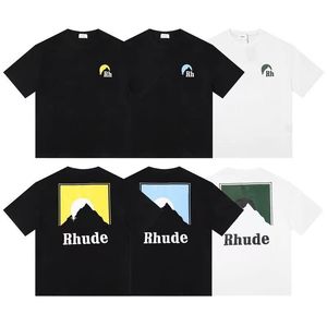 24SS Rhude Mens T Shirt Wysokiej jakości projektant Tess Dasual Fashion krótkie rękaw Europa Ameryka Mężczyźni Kobiety okrągły szyja