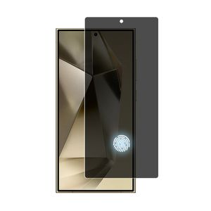 Защитная пленка для экрана конфиденциальности для Samsung S24 Ultra S23 S22 S21+, разблокировка по отпечатку пальца, 9H, 2,5D, 0,25 мм, закаленное стекло в розничной упаковке