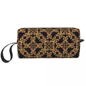 Sacos cosméticos de luxo dourado europeu floral bolsa de maquiagem bolsa de viagem organizador de higiene pessoal bolsa de armazenamento para mulher