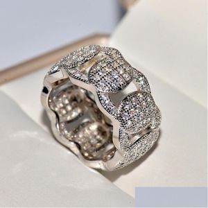 Cluster Rings 18K White Gold Jewelry Ring Women Origin Natural Moissanite Gemstone Pave Setting Engagement Box Men Drop Delivery Dh3Ug