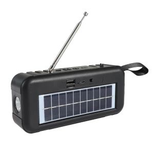 Radio High Sensitivity Emergency Radio USB/TF/AUX/FM Wireless Bluetooth Speaker Charge By Solar Power Flash Light Portable Radio