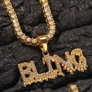 Pendant Necklaces Personalized Gold Iced Diamond Mens Bling Initial Letters Pedant Cuban Chain Necklace Fl Hip Hop Jewelry Gifts For Dhcls