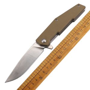 1 Pz Nuovo A2292 Coltello pieghevole Flipper 8Cr13Mov Lama a punta dritta satinata G10 con manico in lamiera di acciaio Cuscinetto a sfere esterno Coltelli per cartelle EDC aperti rapidamente