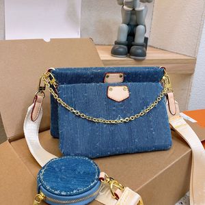 Tuval denim mavisi multi pochette Accessoires omuz çantası zinciri crossbody alt koltuk el çantası çanta alışveriş çantaları çanta kadınlar cüzdan ayarlanabilir geniş kayış