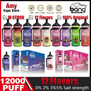 Original Bang King TN 12000 Puff Vape Disposable E-cigarettes 20ml Prefilled Pod Mesh Coil 600mah Rechargeable Battery Vaper 0% 2% 3% 5% Pen 12 flavors in stock