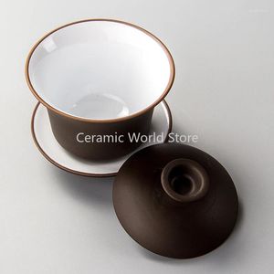 Xícaras pires conjunto de bule chinês cerâmica drinkware roxo argila copo zisha viagem kung fu chaleira infusor bules artesanal porcelana teacup d009