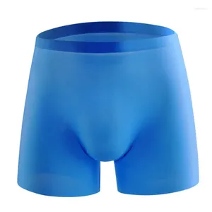 Underbyxor sömlösa silkemän underkläder andningsboxare shorts sexig 3d soild färg l xl xxl xxxl