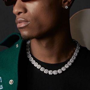 Hip-Hop-Diamant-Cluster-Halskette aus 925er-Sterlingsilber, individuelle 10-mm-Moissanit-Tenniskette