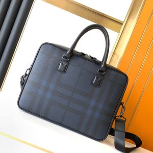 Herrväska Laptop Bag Läder Bortkyror Designers Axel Tote Bag Business Portfölj Blå färg Dragkunnig Top Quality Dress Handväska