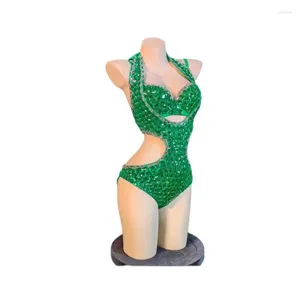 Stage Wear Female Singer Sexy Green Bikini Performance Costume Dj Jazz Dance Birthday Party