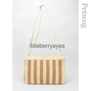 Shoulder Bags Evening Bags Handmade Straw Bags For Women 2023 Stripe Pattern Square Casual Shoulder Phone Purse Fashion Chic Summer Zipper Crossbody BagH24223