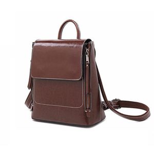 Backpack Style Genuine Leather Laptop Backpacks Schoolbag Anti-theft Waterproof Bags For Women Rucksack Outdoor Travel336c