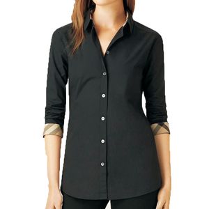 Camicie da donna firmate Camicette T-shirt Tessuto liscio Parigi Lettere Doppia lettera Abbigliamento Donna Camicia a maniche lunghe da donna reale Nero Bianco Top con risvolto TAGLIA S-XXL