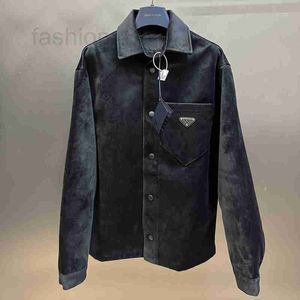 Męskie kurtki projektant Top Autumn/Winter New Triangle Logo Velvet Shirt 990O