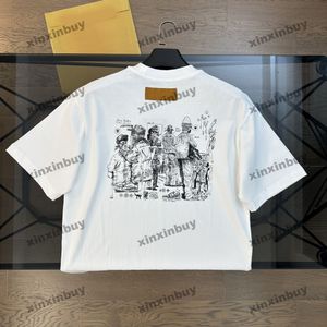 xinxinbuy Men designer Tee t shirt 2024 letter Shoe print short sleeve cotton women Gray black white S-2XL