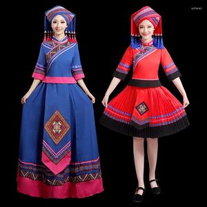 Ethnic Clothing Zhuang Costume Women's Suit Minority Style Dance Performance Guangxi Adult Stage Long & Short Skirt