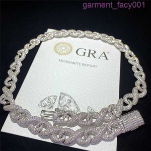 Full Iced Out Classic Box Clasp Moissanite Cuban Link Chain Fine Hip Hop Men Jewelry Cuban Necklace Bling Diamond Chain